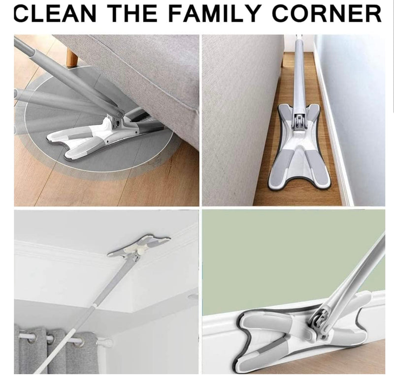 X Shape Mop Floor Cleaning Hands-free With 1 Super-absorbent Microfiber Pads.