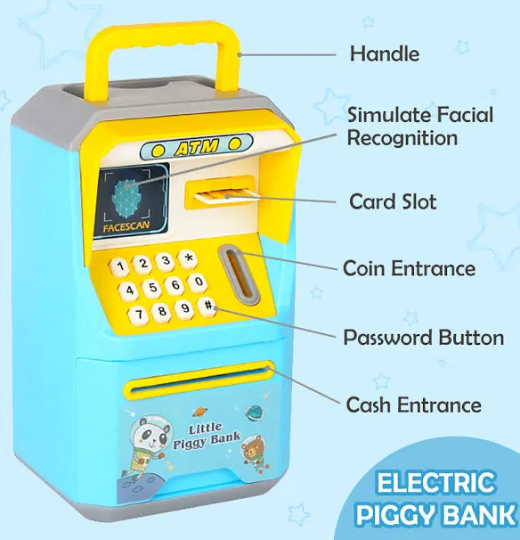 Electronic piggy Bank ATM with password for kids savings(Doremon version”