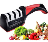 Manuel red black knife sharpener 3 stage sharpening tool